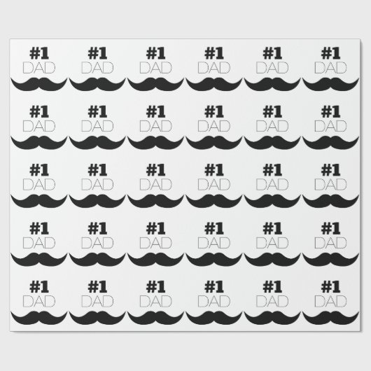 #1 Pap Black Mustache - Nummer 1 Cadeaupapier (Vlak)