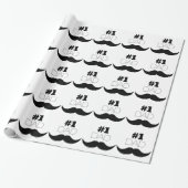 #1 Pap Black Mustache - Nummer 1 Cadeaupapier (Uitgerold)
