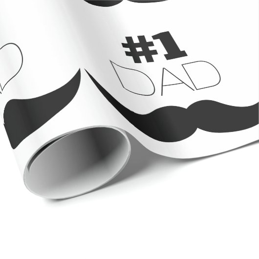 #1 Pap Black Mustache - Nummer 1 Cadeaupapier (Rol Hoek)