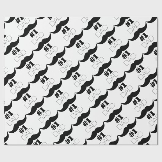 #1 Pap Black Mustache - Nummer 1 Cadeaupapier (Vlak)