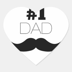 #1 Pap Black Mustache - Nummer 1 Hart Sticker