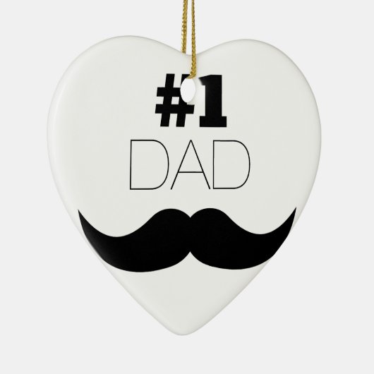 #1 Pap Black Mustache - Nummer 1 Keramisch Ornament (Rechts)