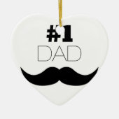 #1 Pap Black Mustache - Nummer 1 Keramisch Ornament (Voorkant)