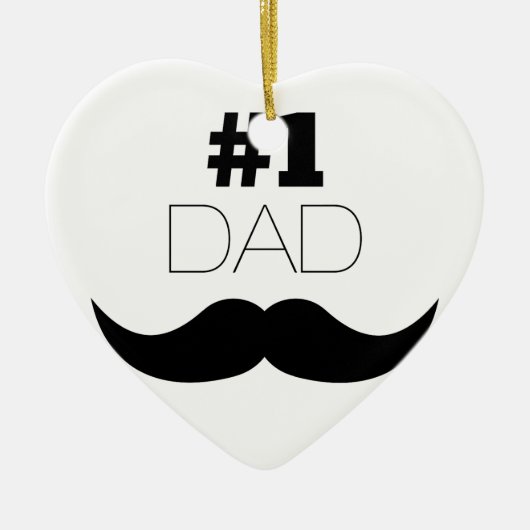 #1 Pap Black Mustache - Nummer 1 Keramisch Ornament (Voorkant)
