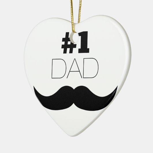 #1 Pap Black Mustache - Nummer 1 Keramisch Ornament (Links)