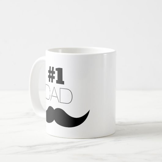#1 Pap Black Mustache - Nummer 1 Koffiemok (Voorkant links)