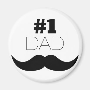 #1 Pap Black Mustache - Nummer 1 Magneet