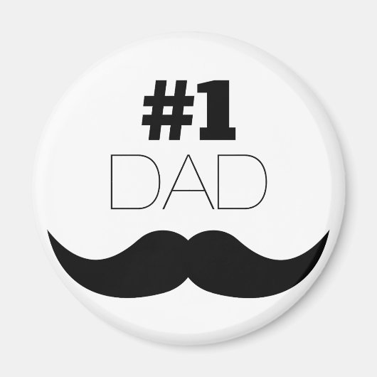 #1 Pap Black Mustache - Nummer 1 Magneet (Voorkant)