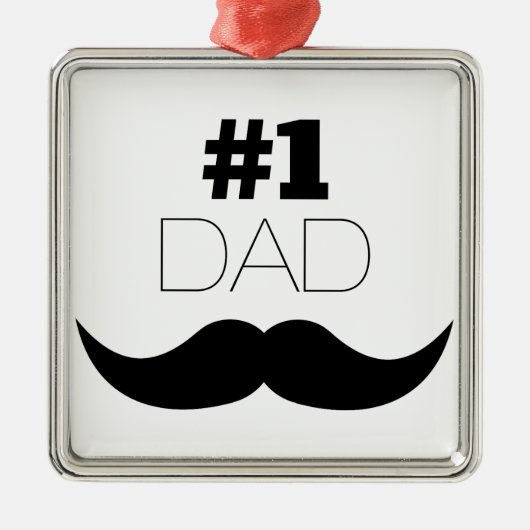 #1 Pap Black Mustache - Nummer 1 Metalen Ornament (Voorkant)