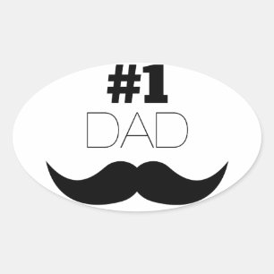 #1 Pap Black Mustache - Nummer 1 Ovale Sticker