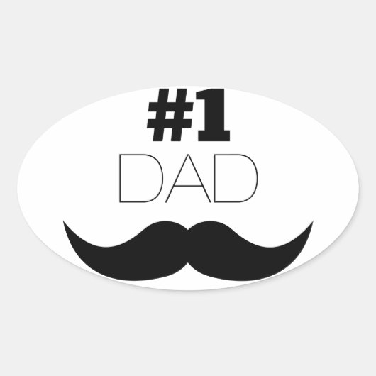 #1 Pap Black Mustache - Nummer 1 Ovale Sticker (Voorkant)