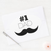#1 Pap Black Mustache - Nummer 1 Ovale Sticker (Envelop)