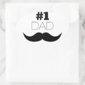 #1 Pap Black Mustache - Nummer 1 Ovale Sticker (Tas)