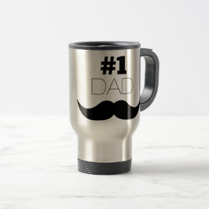 #1 Pap Black Mustache - Nummer 1 Reisbeker