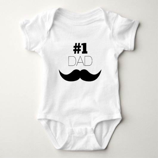 #1 Pap Black Mustache - Nummer 1 Romper (Voorkant)