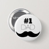#1 Pap Black Mustache - Nummer 1 Ronde Button 5,7 Cm (Voorkant /achterkant)