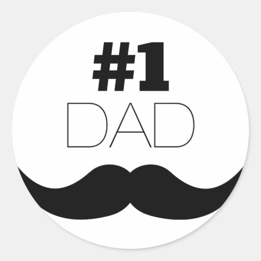 #1 Pap Black Mustache - Nummer 1 Ronde Sticker (Voorkant)