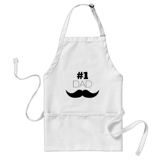 #1 Pap Black Mustache - Nummer 1 Standaard Schort (Voorkant)
