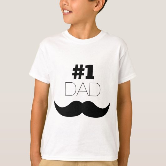 #1 Pap Black Mustache - Nummer 1 T-shirt (Voorkant)