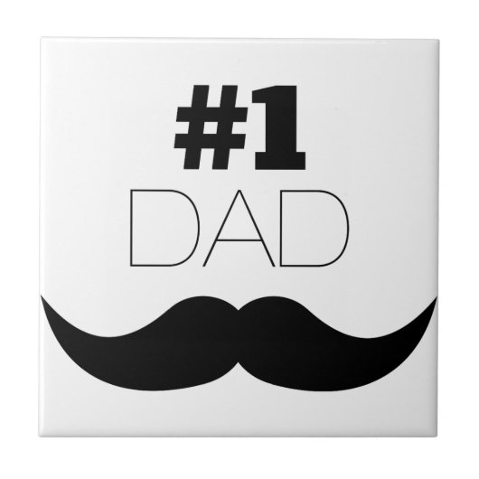 #1 Pap Black Mustache - Nummer 1 Tegeltje (Voorkant)