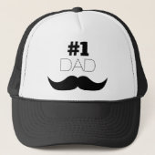 #1 Pap Black Mustache - Nummer 1 Trucker Pet (Voorkant)