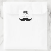 #1 Pap Black Mustache - Nummer 1 Vierkante Sticker (Tas)