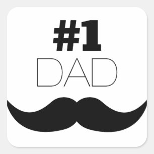 #1 Pap Black Mustache - Nummer 1 Vierkante Sticker