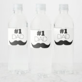 #1 Pap Black Mustache - Nummer 1 Waterfles Etiket (Flessen)