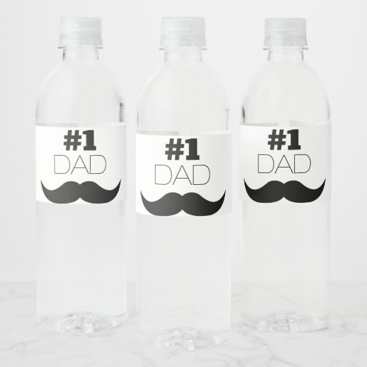 #1 Pap Black Mustache - Nummer 1 Waterfles Etiket (Flessen)