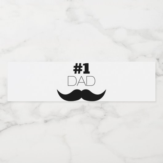 #1 Pap Black Mustache - Nummer 1 Waterfles Etiket (Enkel label)