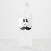#1 Pap Black Mustache - Nummer 1 Waterfles Etiket (Voorkant)