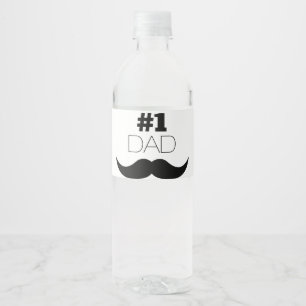 #1 Pap Black Mustache - Nummer 1 Waterfles Etiket