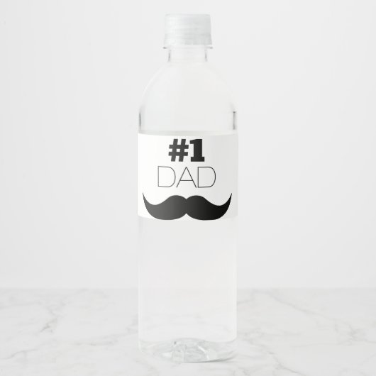 #1 Pap Black Mustache - Nummer 1 Waterfles Etiket (Voorkant)