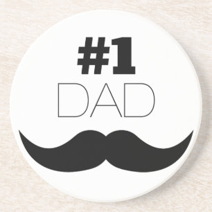 #1 Pap Black Mustache - Nummer 1 Zandsteen Onderzetter