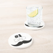 #1 Pap Black Mustache - Nummer 1 Zandsteen Onderzetter (Zijkant)