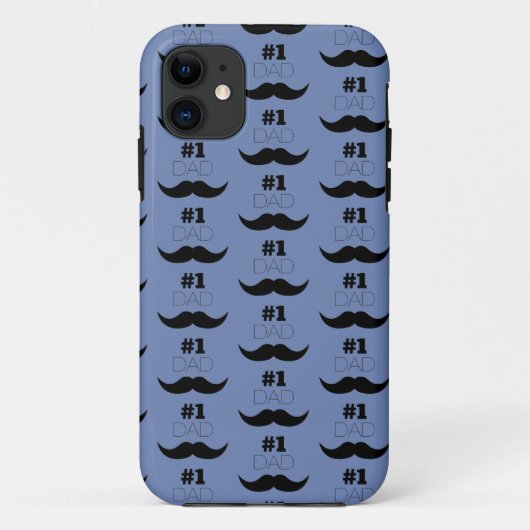 #1 Pap Blue en Black Mustache - Nummer 1 Case-Mate iPhone Case (Achterkant)