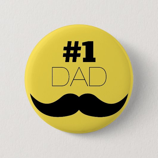 #1 Pap Gele Mustache - Nummer 1 Ronde Button 5,7 Cm (Voorkant)