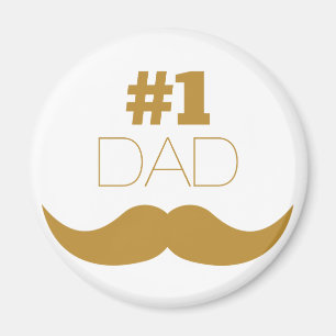 #1 Pap Gold Mustache - Nummer 1 Magneet