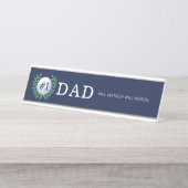 #1 Pap, Golf Ball & Laurel Wreath Navy Blue Bureau Naambordje (Voorkant)