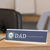 #1 Pap, Golf Ball & Laurel Wreath Navy Blue Bureau Naambordje