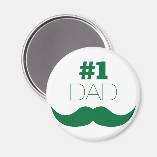 #1 Pap Green Mustache - Nummer 1 Magneet (Voorkant / Achterkant)