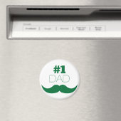 #1 Pap Green Mustache - Nummer 1 Magneet (Insitu (Vaatwasser))