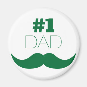 #1 Pap Green Mustache - Nummer 1 Magneet