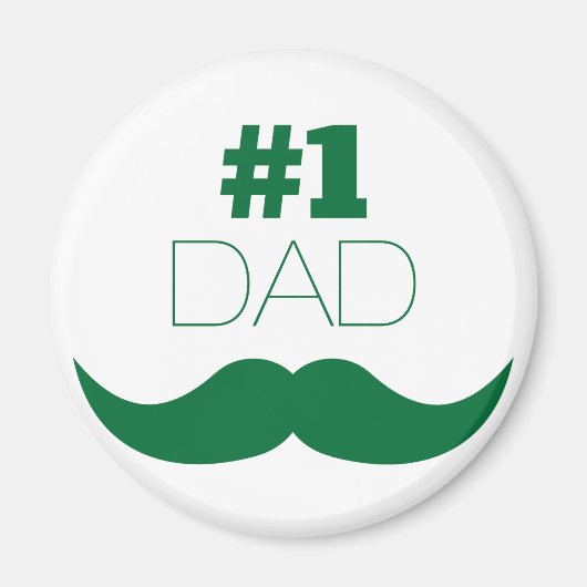 #1 Pap Green Mustache - Nummer 1 Magneet (Voorkant)