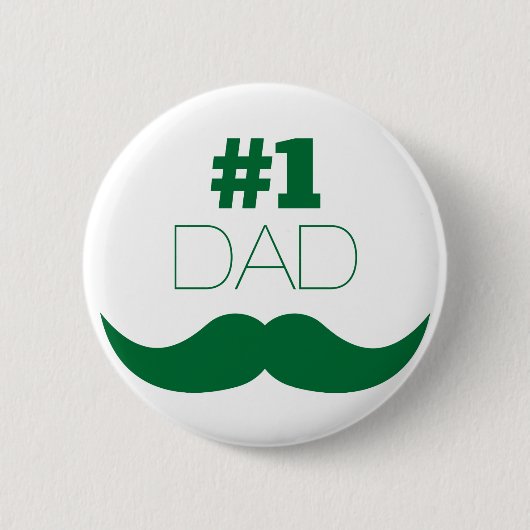 #1 Pap Green Mustache - Nummer 1 Ronde Button 5,7 Cm (Voorkant)