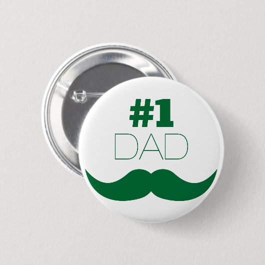 #1 Pap Green Mustache - Nummer 1 Ronde Button 5,7 Cm (Voorkant /achterkant)