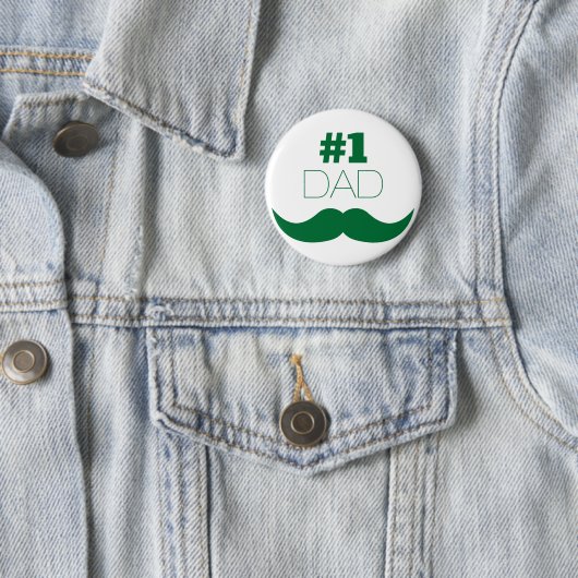 #1 Pap Green Mustache - Nummer 1 Ronde Button 5,7 Cm (In situ)