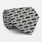 #1 Pap Grey and Black Mustache - Nummer 1 Stropdas (Opgerold)
