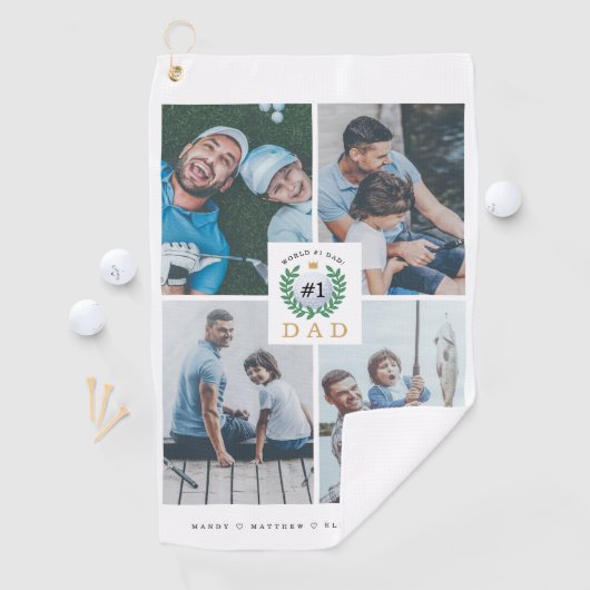 #1 Pap, Happy Fathers Day Golf Theme Foto Collage Golfhanddoek (Insitu)