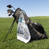 #1 Pap, Happy Fathers Day Golf Theme Foto Collage Golfhanddoek (Groen)